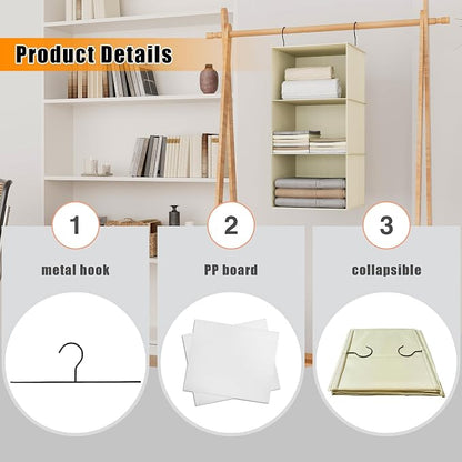 Hanging Closet Organizer and Storage 3-Shelf, Easy Mount Foldable Hanging - Image 6
