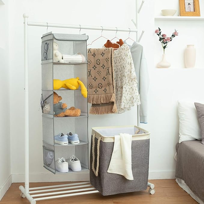 BrilliantJo 5 Shelves Hanging Closet Organizer, 2 Pack Hanging Storage - Image 3