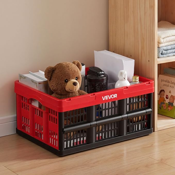 VEVOR Plastic Collapsible Storage Bins, 32L 3 Packs, Stackable Folding Storage - Image 8