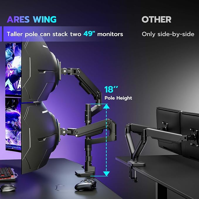 ARES WING Dual Monitor Arm Desk Mount - Image 3