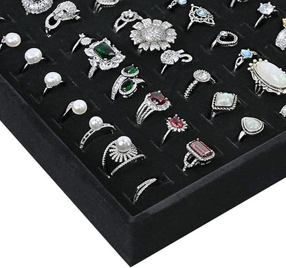 MOOCA 2 Pcs Set 100 Slots Ring Tray Display, Slotted Ring Showcase Display - Image 6