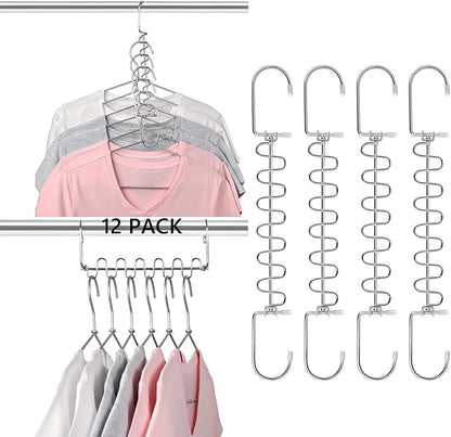 KLEVERISE 12 Pack Metal Space Saving Hangers, Stainless Steel Hangers, Magic - Image 8