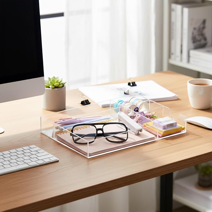 Acrylic Desk Drawer Organizer 12.2 x 8.27 x 1.77 Inch Storage Tray Organizer - Image 4