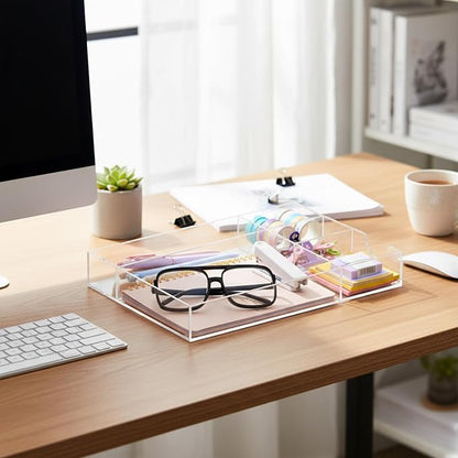 Acrylic Desk Drawer Organizer 12.2 x 8.27 x 1.77 Inch Storage Tray Organizer - Image 4
