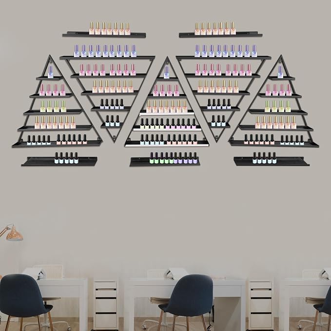 10PCS Black Triangular Nail Polish Racks, 5 Tiers Wall-Mounted Cosmetic Display - Image 4
