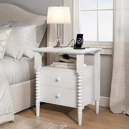 White Nightstand, Vintage Night Stand by Joinice