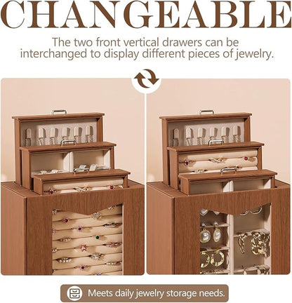 Homde Jewelry Organizer with Transparent Window Necklace Hooks Gift - Image 3