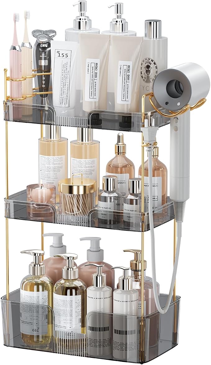3 Tier Bathroom Organizer Countertop Makeup Perfume Tray Skincare Organizer by AKINBAS