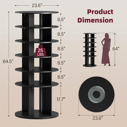 JUMMICO Rotating Shoe Rack Tower, 6-Tier Vertical Closet Storage Organizer - Image 6