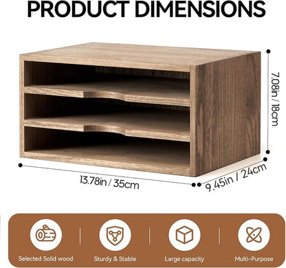 KIRIGEN Wooden Desktop Organizer Paper Storage Letter Tray File Sorter - Image 3