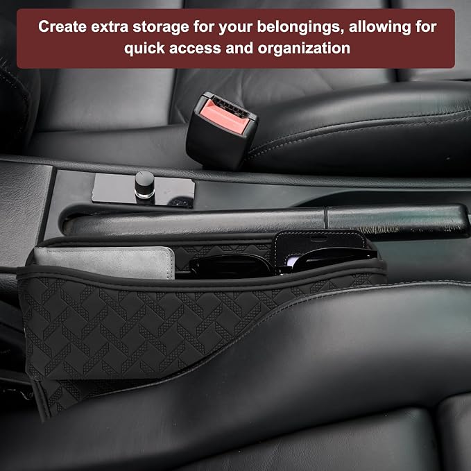 HARFINGTON 2pcs Car Seat Gap Filler Organizer 11.5 x 8 x 2.1 Inch Leather - Image 6