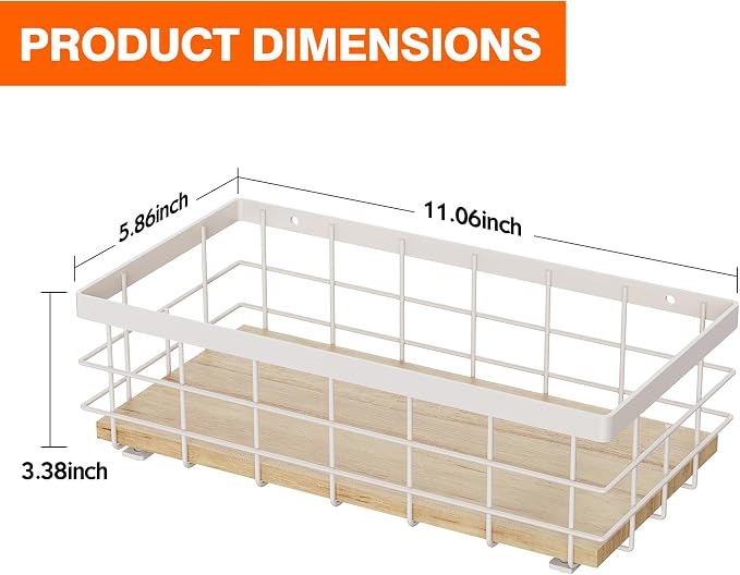 TJ.MOREE Small Metal Wire Basket, Decorative Wood Base Organizer - Image 3