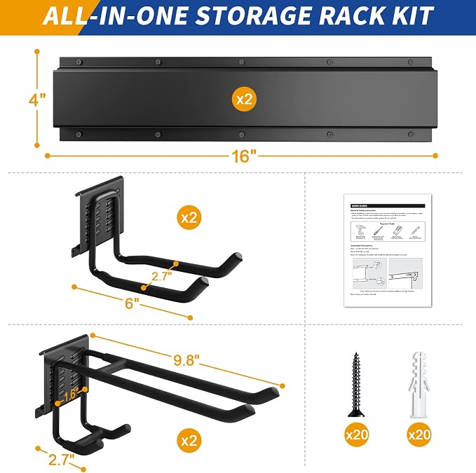 32 Inches Garage Storage, Garage Organization, Wall Mount Garden Tool Organizer - Image 5