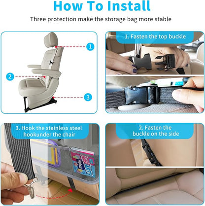 Car Backseat Organizer with Tablet Holder, 6 Storage Pockets Foldable Table - Image 7
