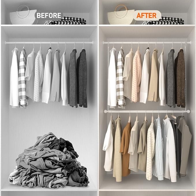 SUTINE Closet Rods for Hanging Clothes, Adjustable Closet Extender Hanging Rod - Image 5