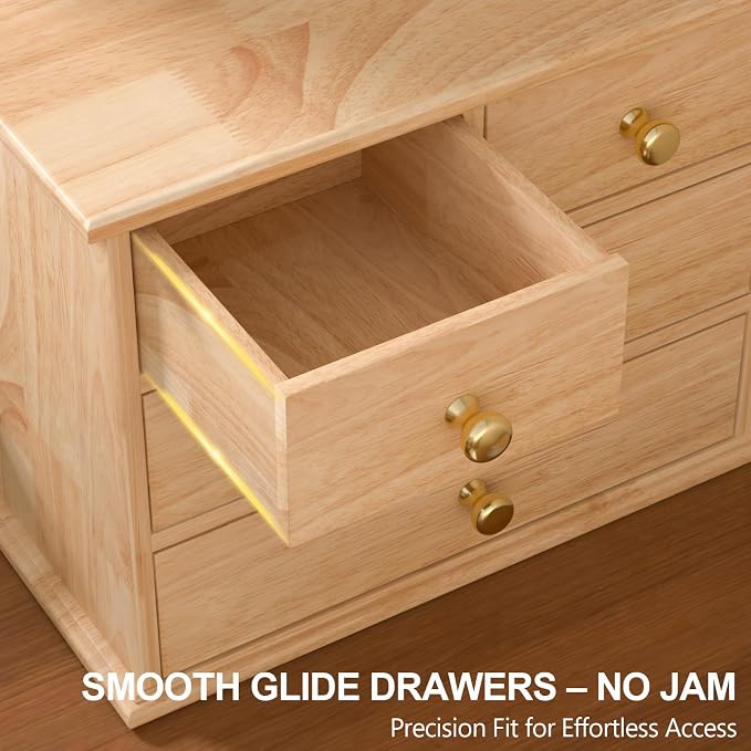 Oak Desk Organizer with Drawers, Durable Wooden Desktop Storage Box | 4 Drawer - Image 6