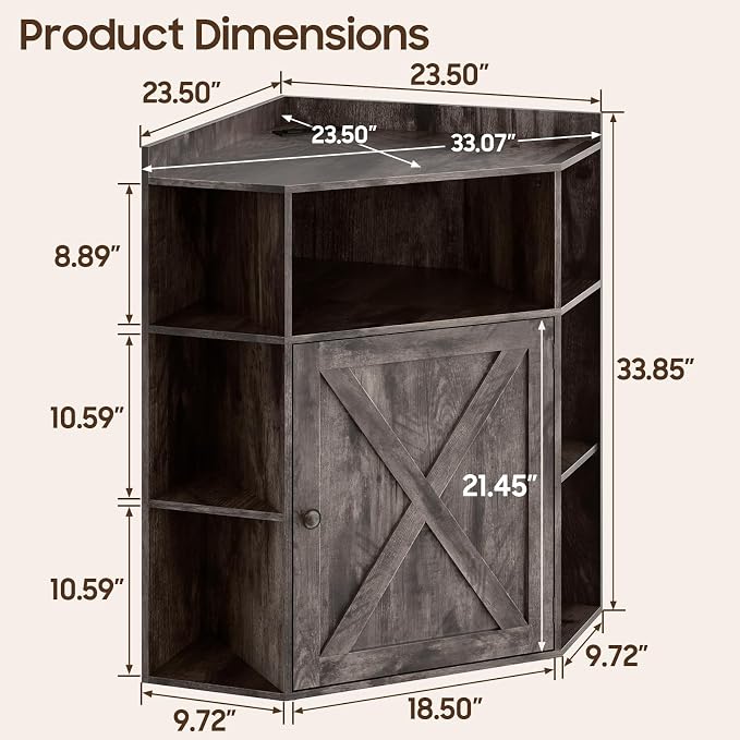 Corner Storage Cabinet, Farmhouse Corner Bookshelf - Image 3