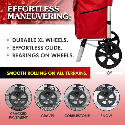 Ultra-Lightweight Red Foldable Shopping Cart - Image 6