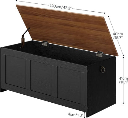 HOOBRO Storage Bench, 47.2" Retro Wooden Storage Chest, Wooden Storage Trunk - Image 3