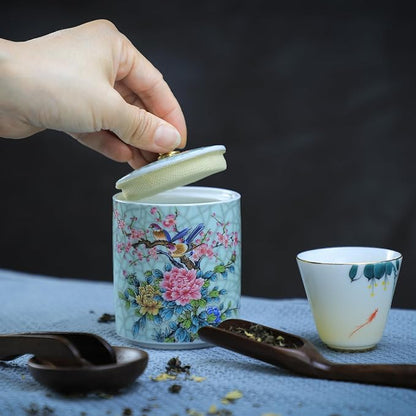 Enamel Ceramic Tea Caddy Tea Canister Tea Storage Container Tins Jar - Image 3