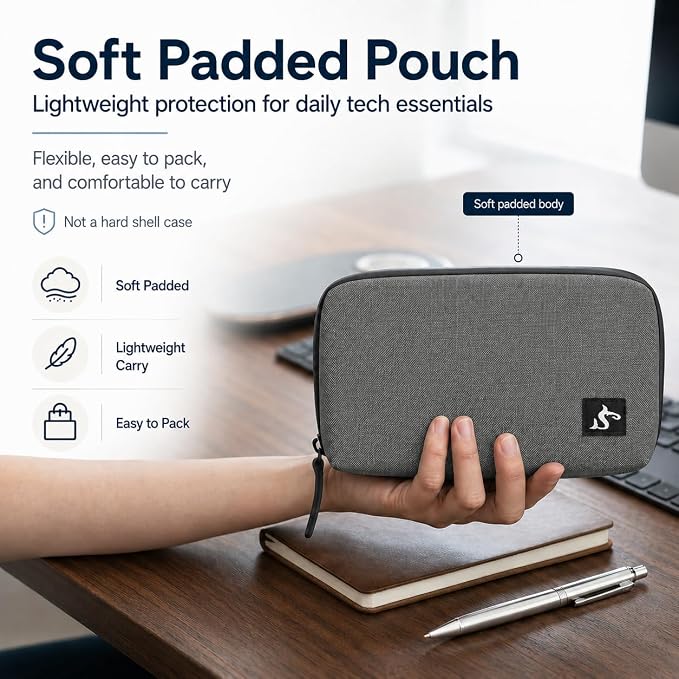 Small Electronics Organizer Travel Case, Cord and Cable Tech Bag Pouch | - Image 7
