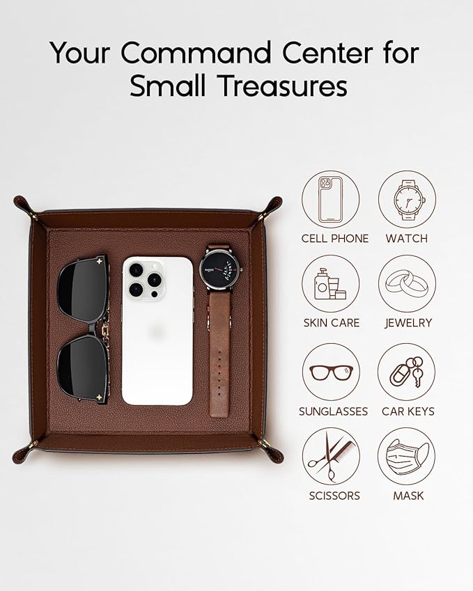 VLANDO Valet Tray Organizer, PU Leather Catchall Tray - Image 4