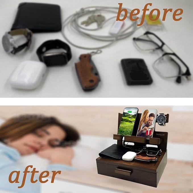 Gifts for Men Women Him Husband Son Boyfriend Birthday Nightstand Organizer - Image 6