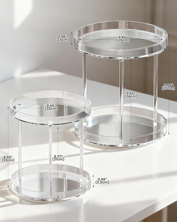Lolalet 360 Degree Rotating Acrylic Perfume Organizer Stand, 2 Tiers Clear - Image 6