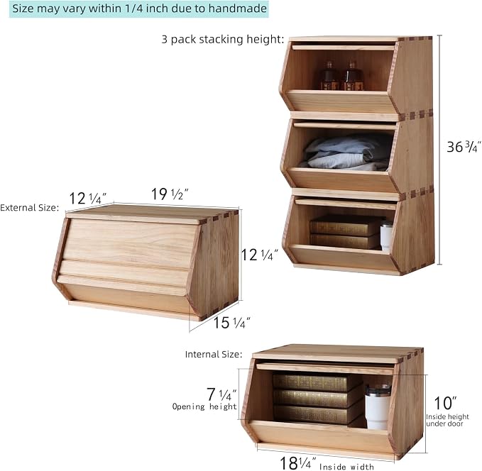 Stackable Solid Wood Storage Chests, Hall Entryway Cabinet, Modular Wooden - Image 2