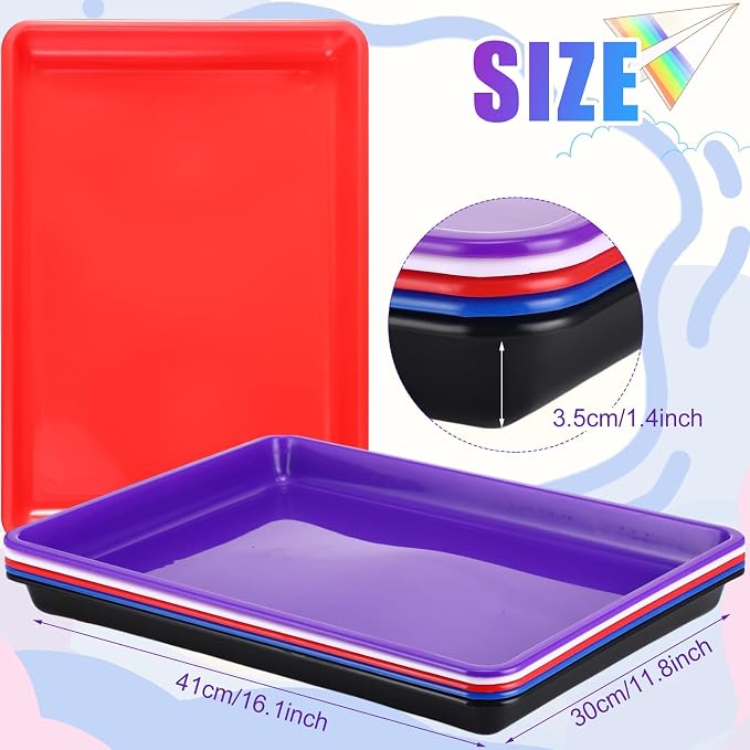 Hoteam 10 Pcs Flat Storage Organizer Tray Bin Paper Tray - Image 3
