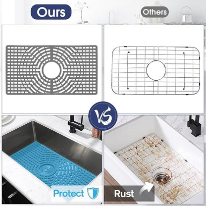 Silicone Sink Protector 30"x16" Center Drain Hole, Heat Resistant Non-slip - Image 4