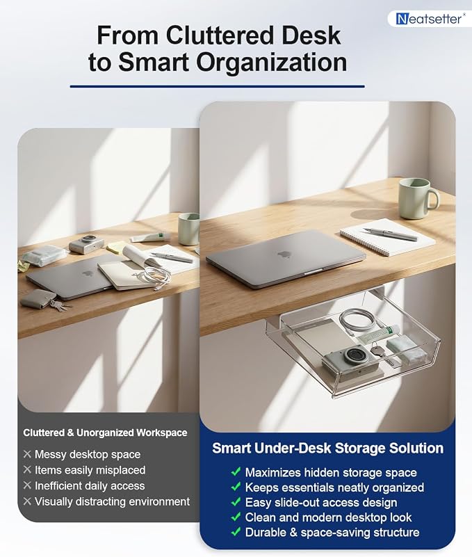 Clear Storage Drawer – 25° Tilted Front, Self-Adhesive Organizer - Image 6