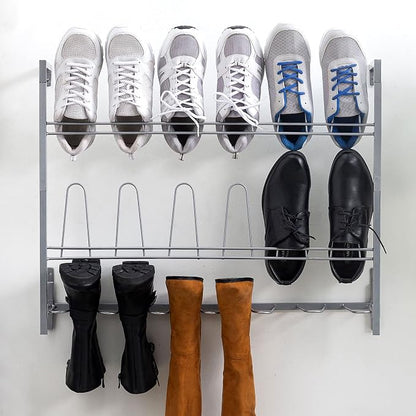 MyGift Premium Silver Metal Hanging Wall Shoe Rack - Image 4