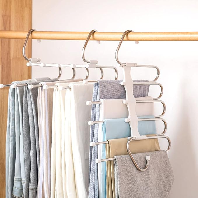Upgrade Azeroth Pants Hangers 4 Pack Space Saving S-Type Stainless Steel by Kalimdor