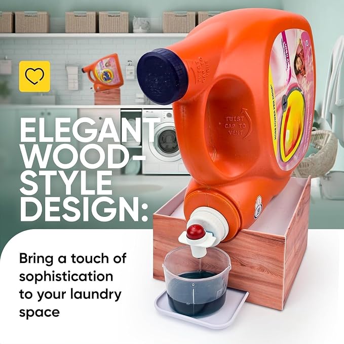 Skywin TidyFriend No-Spill Wood Liquid Laundry Detergent Dispenser Holder - Image 2
