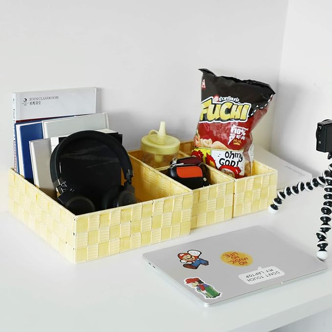Posprica Woven Storage Baskets for Organizing, Small Black Baskets Cube Bin - Image 5