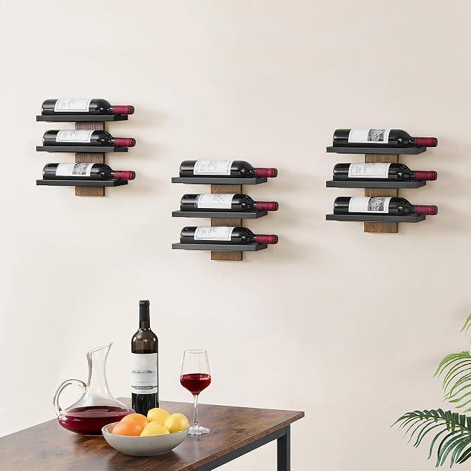 Hoctieon 3 Tier Wall Mount Wine Rack Set, Wall Mounted Wine Bottle Rack - Image 4