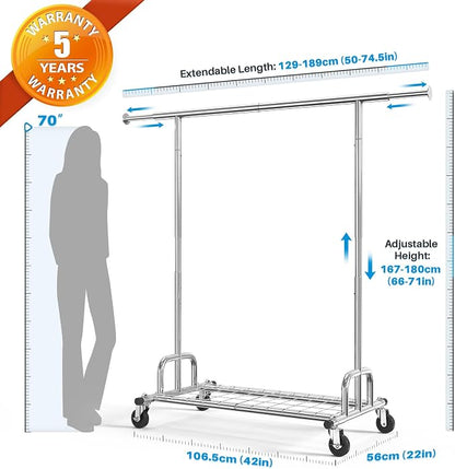HOKEEPER Clothing Garment Rack Capacity 525LBS Clothing Racks on Wheels Rolling - Image 4