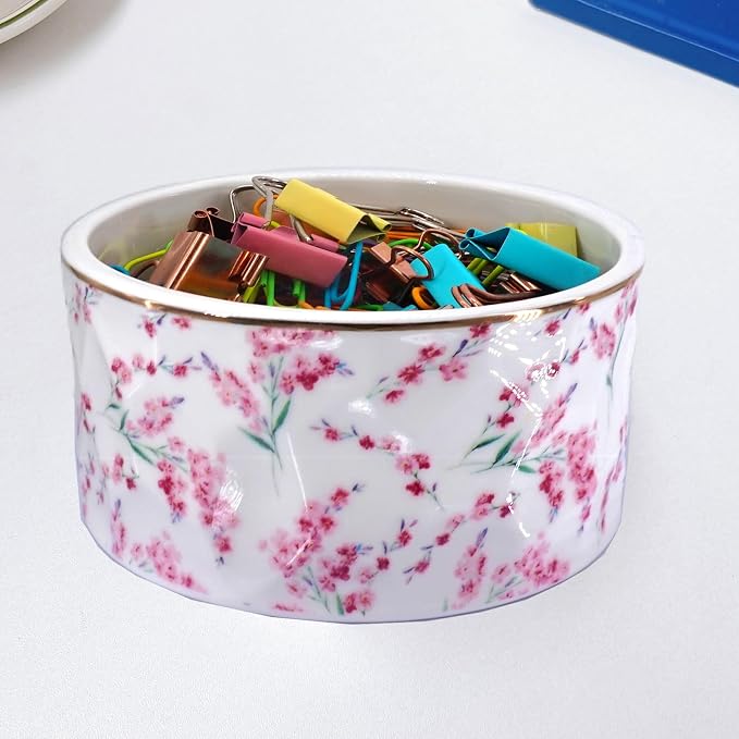 Paper Clip Holder Ceramic Paper Clip Holders Floral Paperclips Holder Dispenser - Image 8
