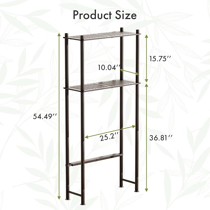 AmazerBath Bamboo Over The Toilet Storage Shelf, 2-Tier Over Toilet Bathroom - Image 2