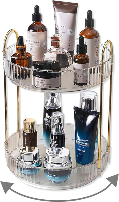 360 Rotating Makeup Organizer, 2 Tier Large Capacity Make Up Organizers and by Asayuee