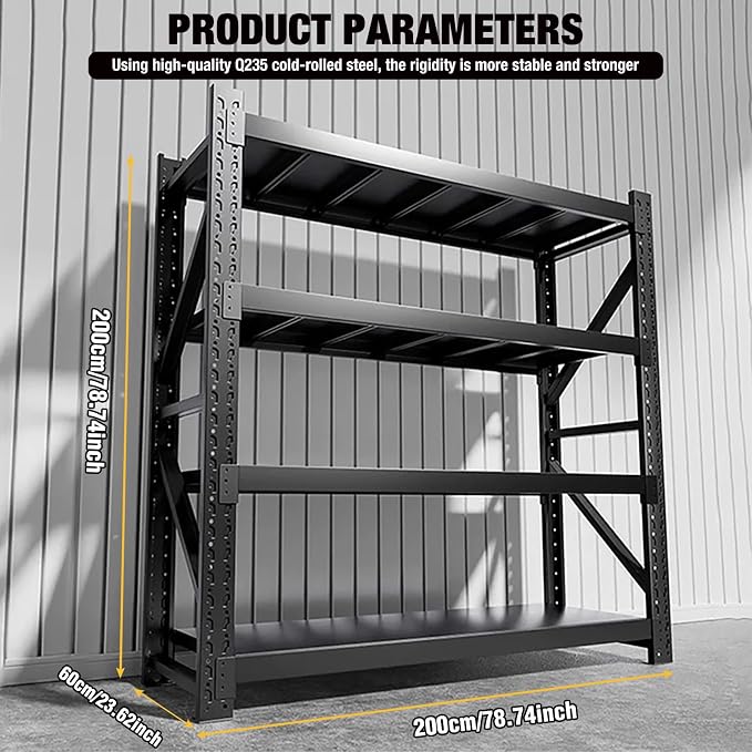 5000lbs Load Capacity, Heavy Duty 4-Tier Steel Shelving Unit, Adjustable - Image 2