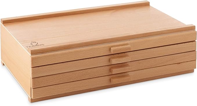 7 Elements 4 Drawer Wooden Artist Storage Supply Box - Image 4