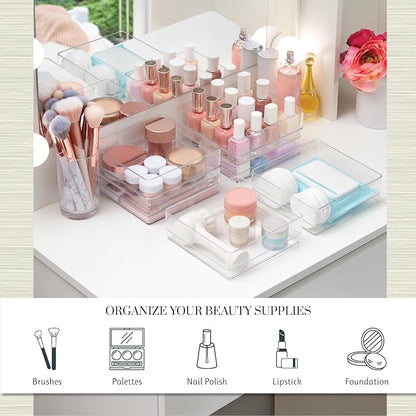 STORi SimpleSort 6-Piece Stackable Clear Drawer Organizer Set | 6" x 6" x 2" - Image 3