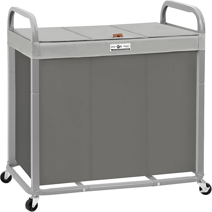 STORAGE MANIAC 3 Section Laundry Sorter, 60 Gal. Laundry Hamper Cart by STORAGEMANIAC