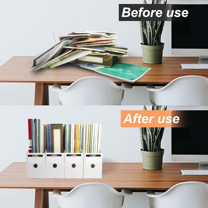Limitliho 24 Pack White Cardboard Magazine Holder - Image 6