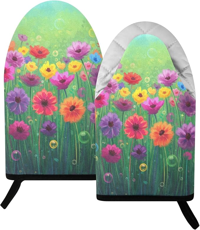 Heat Resistant Oven Mitts, Floral Flowers Spring Color Plants Kitchen Gloves by JSTEL