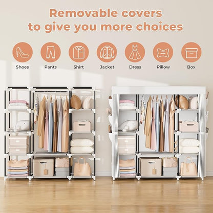 VTRIN Portable Closet Wardrobe for Hanging Clothes 57.3 Inch Large Capacity - Image 5