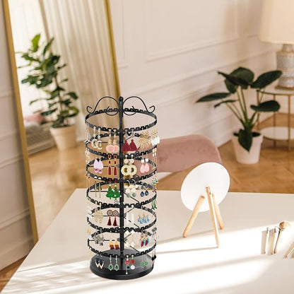 MODOWEY 6 Tier Rotating Earring Holder Organizer Stand, Adjustable Metal - Image 7