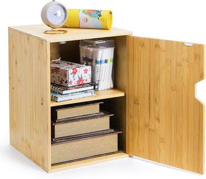 Fasmov 2 Tiers Cube Storage Organizer, Bamboo Bookshelf, Display Bookcase - Image 6